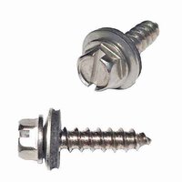 HSHS834S #8 X 3/4" Hex Washer Head, Slotted, Sheeting Screw, Type A, w/ Bonded Washer, 18-8 Stainless